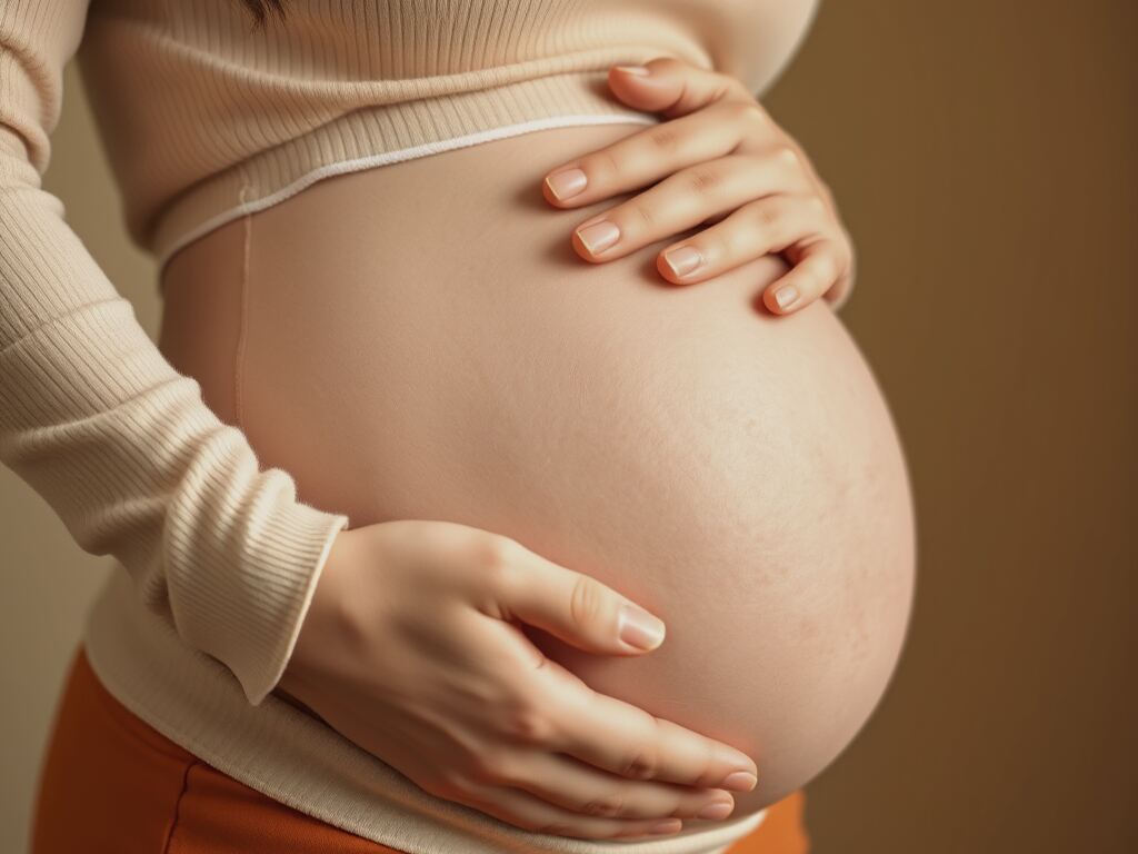 Zwangere vrouw met de handen op haar buik